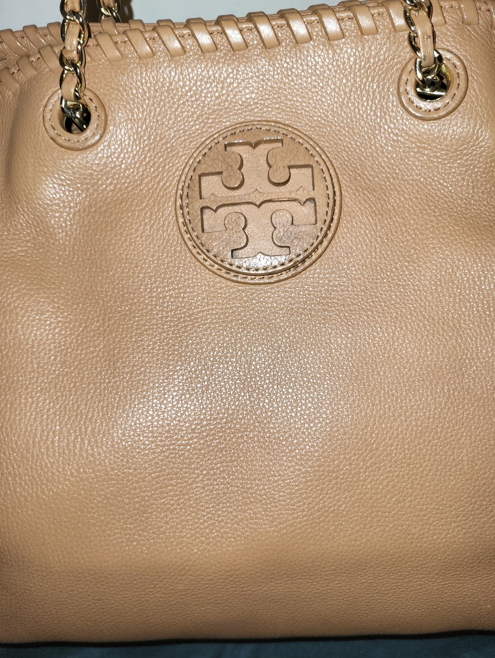 Tory Burch Tan Leather Tote with Chain-Strap/ Comes With COA EUC - Picture 3 of 10